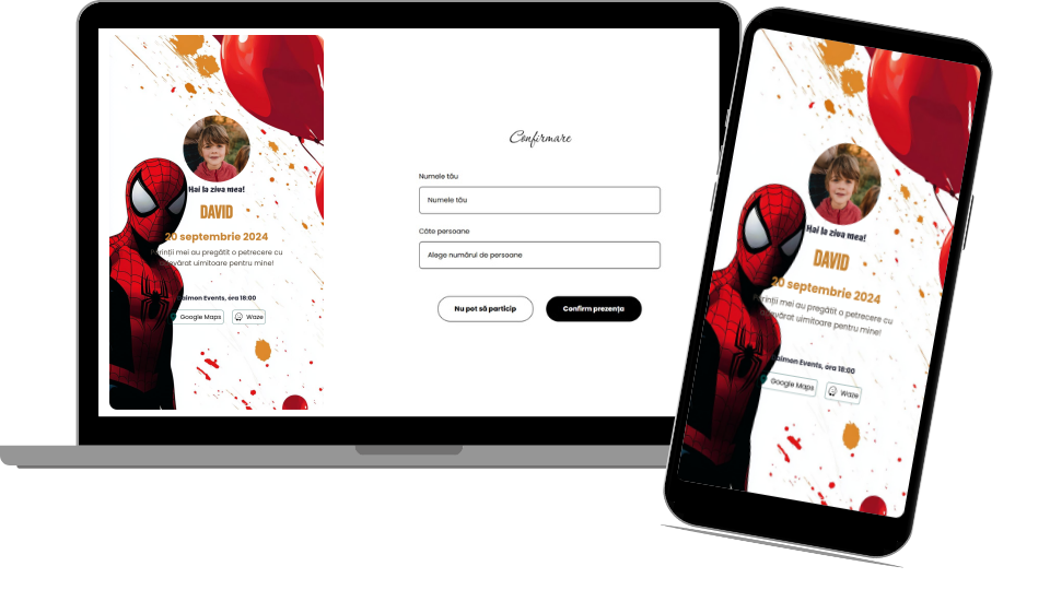 Invitație Aniversare Digitală „Spiderman 2 - Classic”