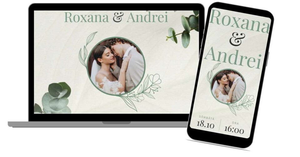 Invitație Nuntă Website "Modern botanical"