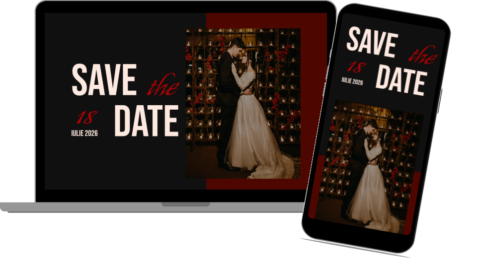 Invitație Nuntă Website "Romantic Noir"