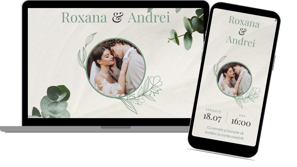 Invitație Nuntă Website "Modern botanical"