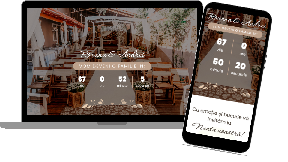 Invitație Nuntă Website "Rustic Charm"