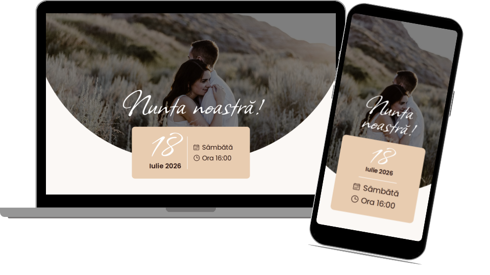 Invitație Nuntă + Botez Website "Rustic Romance"