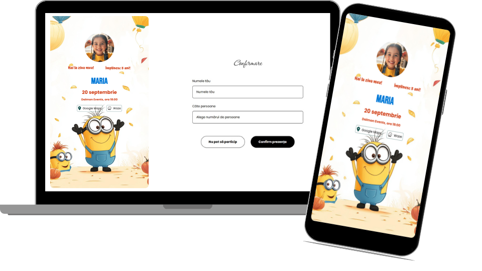Invitație Aniversare Digitală „Minions”