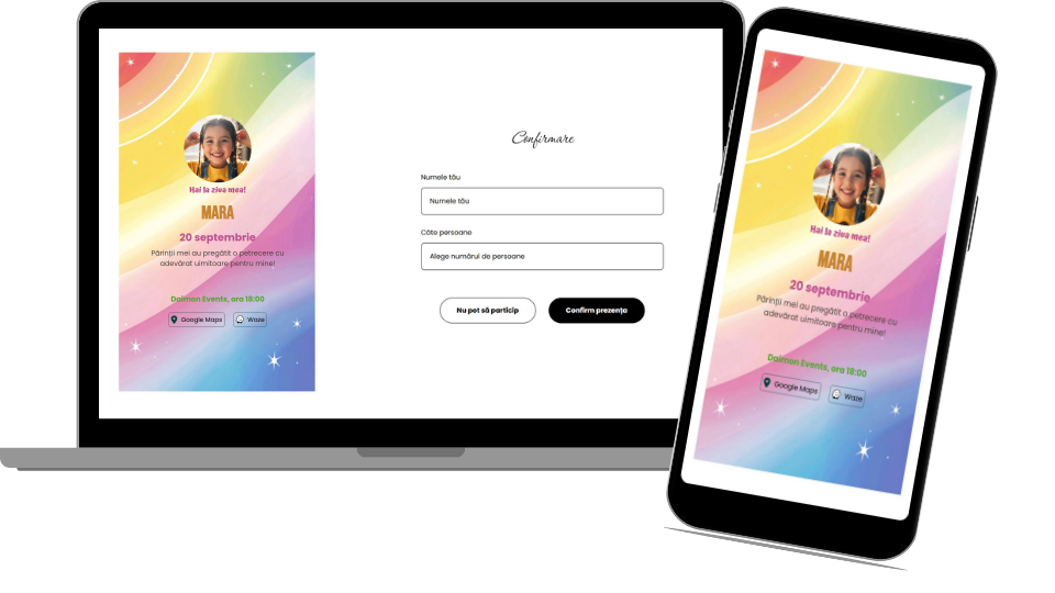 Invitație Aniversare Digitală „Colors 4”