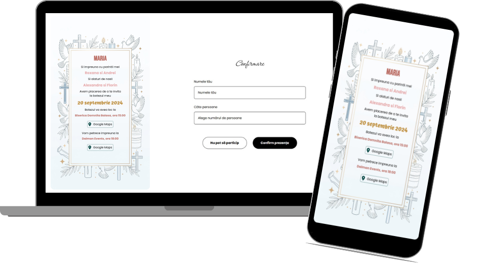 Invitație Botez Digitală „Baptism 1 - Minimalist”