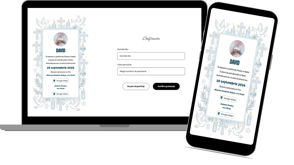 Invitație Botez Digitală „Baptism 2 - Standard”