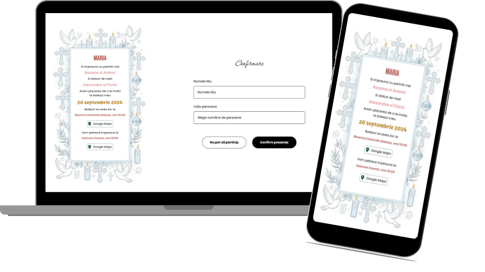 Invitație Botez Digitală „Baptism 2 - Minimalist”