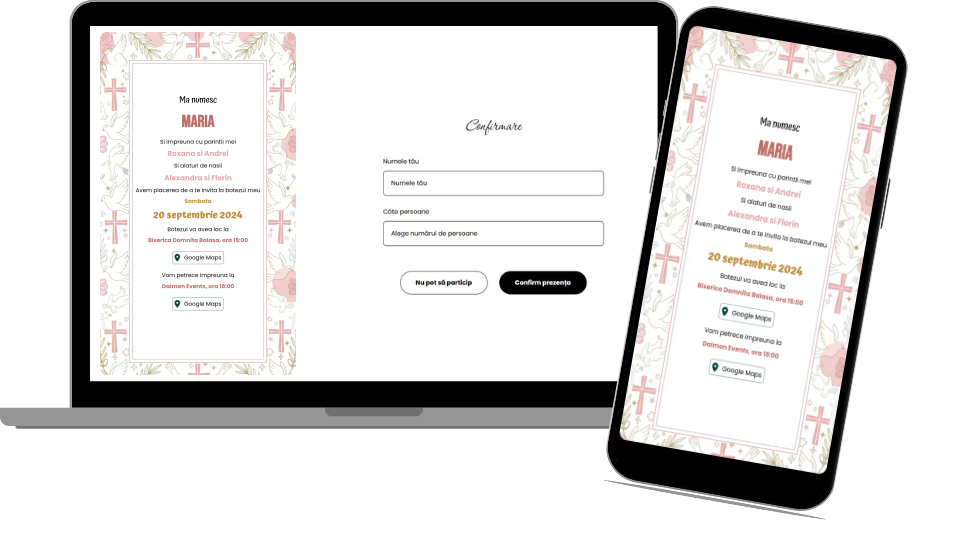 Invitație Botez Digitală „Baptism 3 - Minimalist”