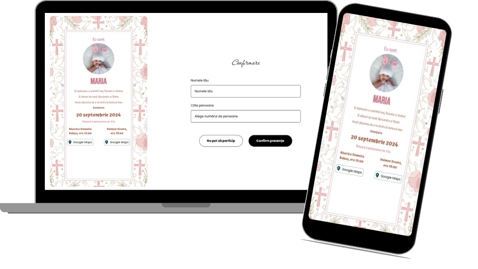 Invitație Botez Digitală „Baptism 3 - Standard”