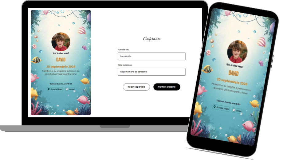 Invitație Aniversare Digitală "Underwater - Classic"
