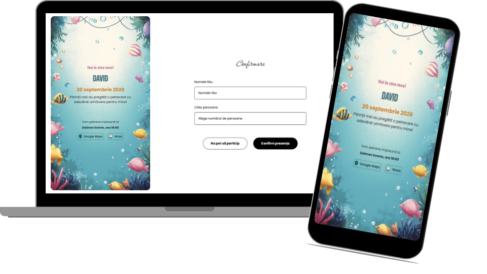 Invitație Aniversare Digitală "Underwater - Standard"