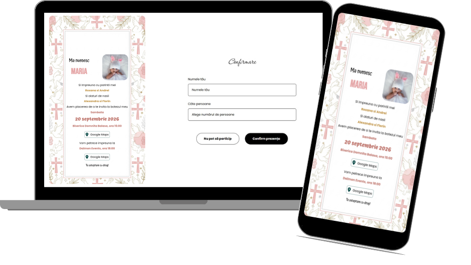 Invitație Botez Digitală „Baptism 3 - Classic”