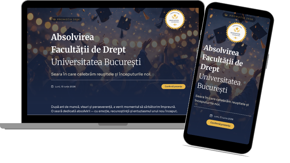 Invitație Absolvire Website "Graduation Celebration"
